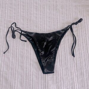 NEW, Black, Satin Tie, Cheeky Bikini Bottoms, Size Large